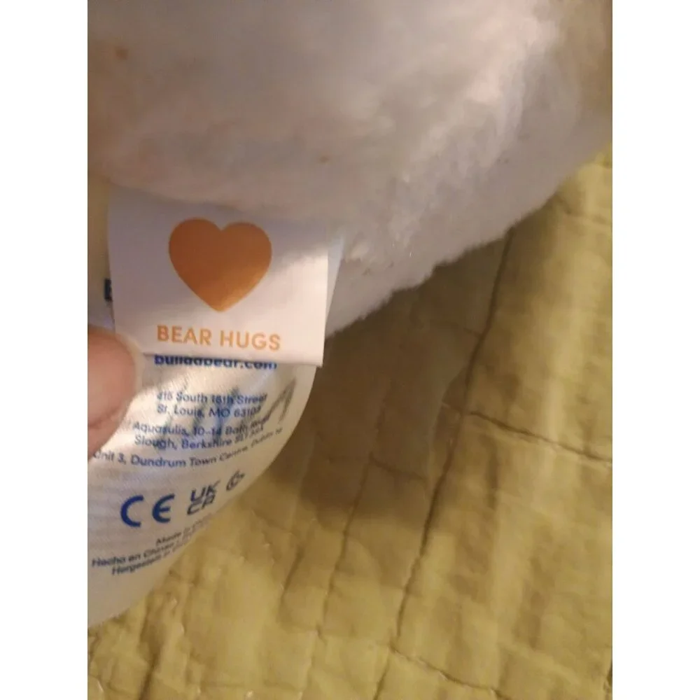 Build A Bear BAB Bear Hugs White‎ Plush Stuffed Animal Toy 2022 Gold Glitter